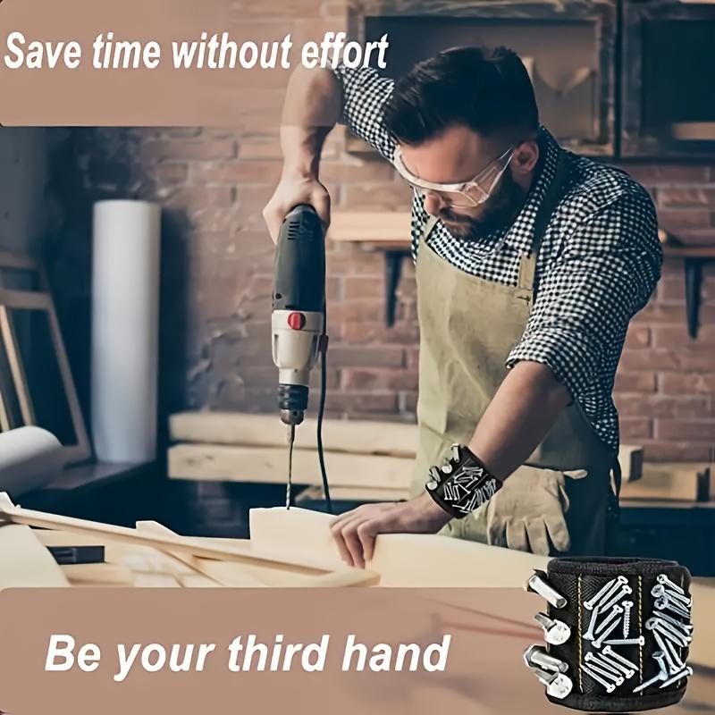 Магнитный браслет на запястье для винтов, гвоздей, болтов и сверл - Уникальная конструкция поддержки - Идеальный подарок для мастера на все руки, электрика, автомеханика