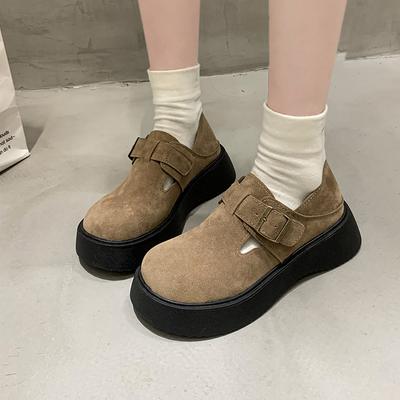 2024 Осенние женские туфли-лоферы на толстой подошве без застежек, новый стиль, модные и удобные однотонные туфли на плоской подошве с низким верхом