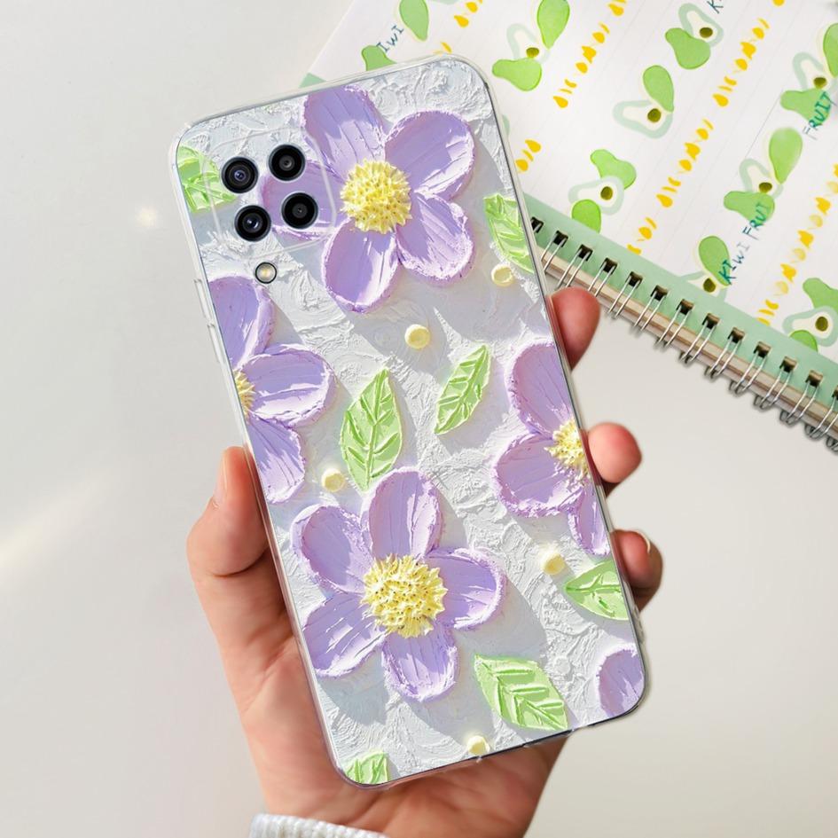 Чехол для Samsung Galaxy M32 SM-M325F Популярный Цветок Прозрачный Силикон Мягкий ТПУ Funda Для Samsung M32 4G M 32 GalaxyM32 Бампер