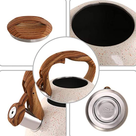 Чайник из нержавеющей стали со свистком, деревянная ручка, чайник, посуда для кипячения воды