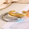 MamacitaSlay Классический Открытый Браслет из Нержавеющей Стали с Покрытием 18K Золотом для Женщин Ретро Водонепроницаемое Наручное Украшение Подарок
