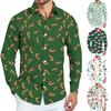 Men's Christmas Shirt Christmas Print Long Sleeve Button Shirt