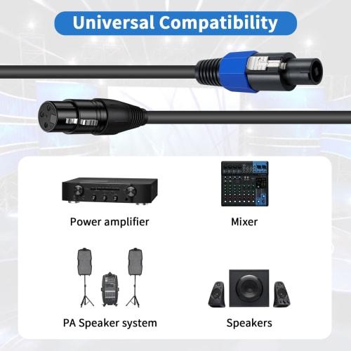 Poyiccot Speakon To XLR Conversion Cable, 18 AWG 2-Wire Connector [Speakon Male To XLR Female] Speaker Cable, Audio Cable for Pro DJ PA, Gig Stage Mic