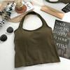 Solid Hanging Neck Vest Open Back Suspender Chest Pads Tube Top Wireless Bottom Bra Sleeveless Slim Short Tank Top Corset Top