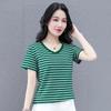Женская футболка с коротким рукавом из чистого хлопка в полоску - стильная летняя одежда для мамочек для шикарной, удобной и модной одежды