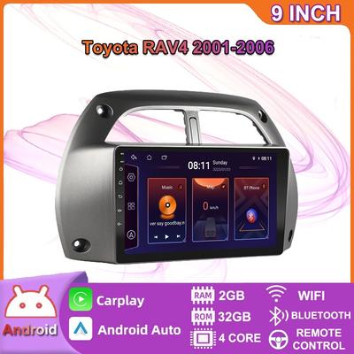 Автомобильный мультимедийный плеер Android 2 Din для Toyota RAV4 2001-2006, головное устройство, стерео Carplay, GPS-навигация, BT, WIFI, 2 + 32 ГБ