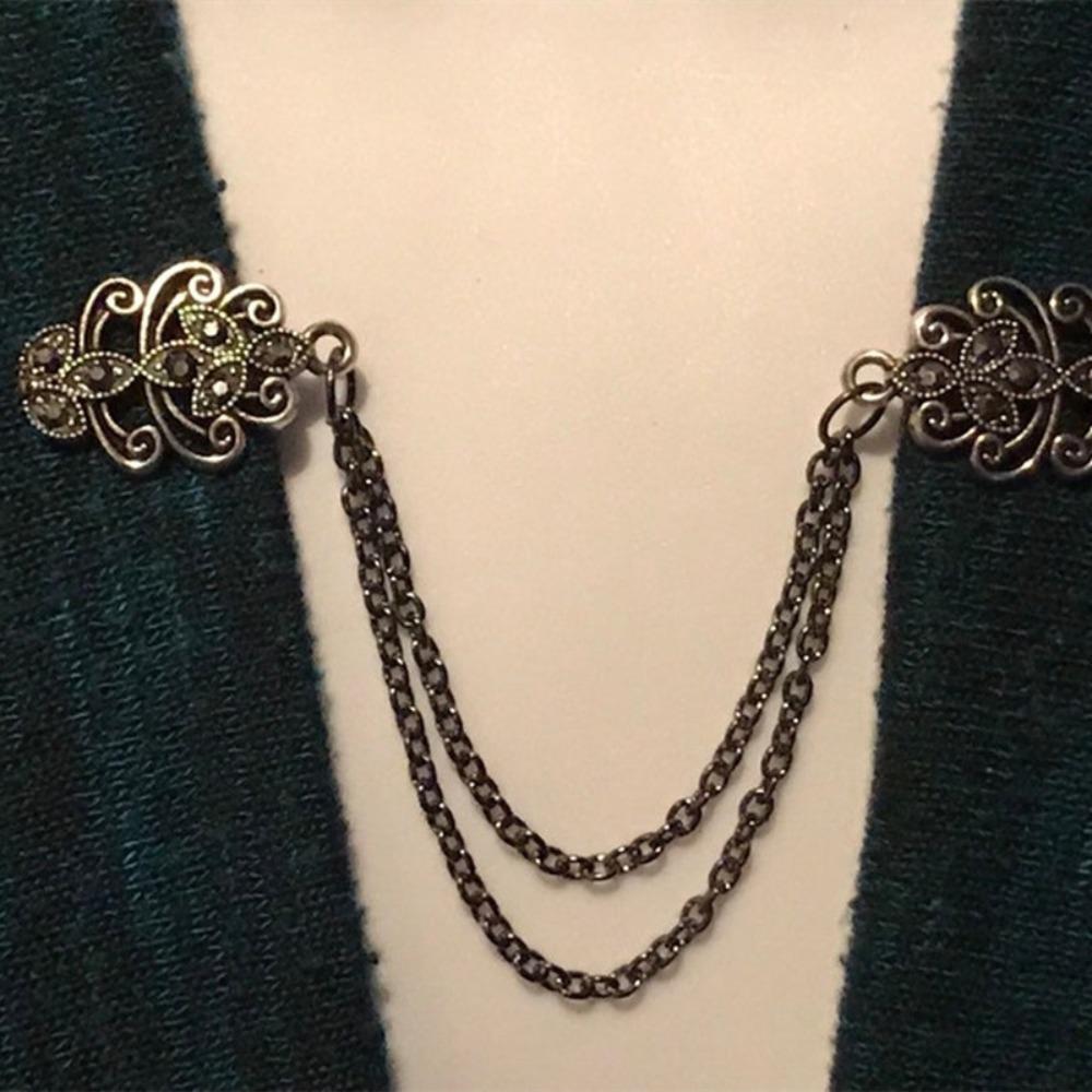 3Pcs 2023 New Cloak Brooch Vintage Flower Chain Cardigan Clip Sweater Clip Waist Clip Pointed Clip