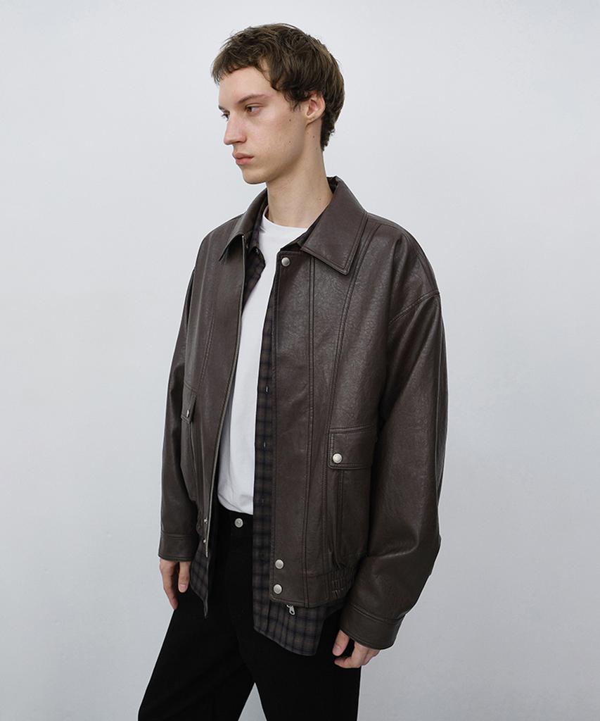 DUNST FOR MEN Leather Zip-Up Blouson_Unisex_Udju6C105_Dark Brown