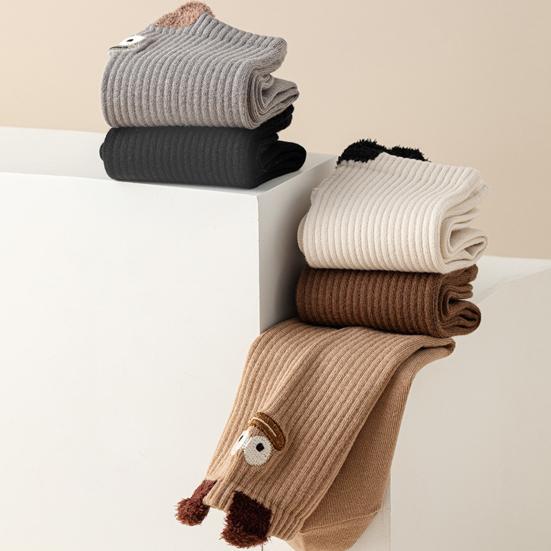 Милые носки до щиколотки с мультяшной вышивкой, забавные носки в рубчик для повседневной носки, смешные носки с плюшевыми ушками для женщин, рождественский подарок