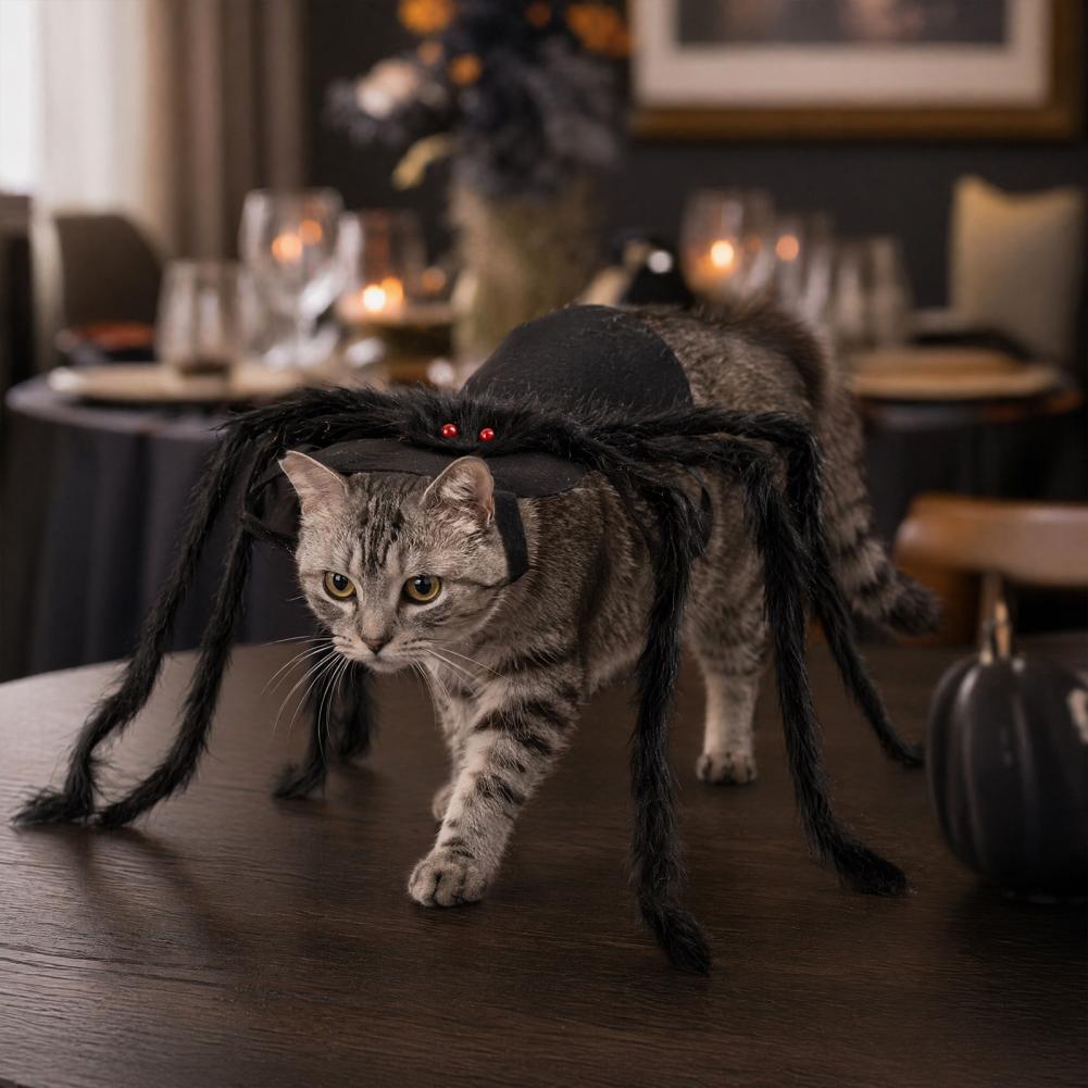 Halloween Spider Costume for Dog Cat Hairy Spider Pet Dress Up Outfit for Halloween Party Accessory Festival Costume
