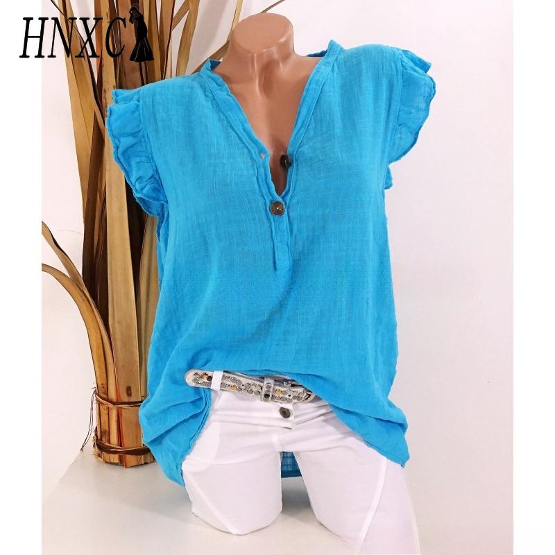 HNXC Women's Fashion Casual Solid Color Print Sleeveless V Neck Blouses & Shirts