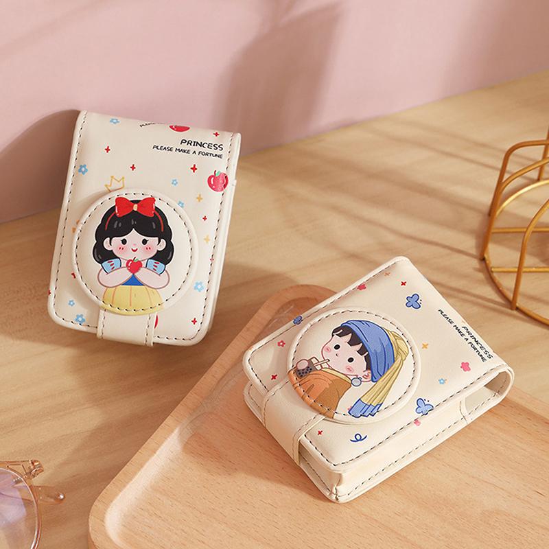 Cute With Mirror Lipstick Bag Pu Leather Mini Lipstick Protective Cover Cartoon Portable Lightweight Lipstick Pouch Gifts