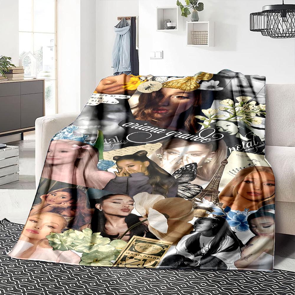 Ariana Grande Collage Blanket Soft Throw Blanket For Home Bedroom Bed Sofa Travel Office Solid Christmas Blanket