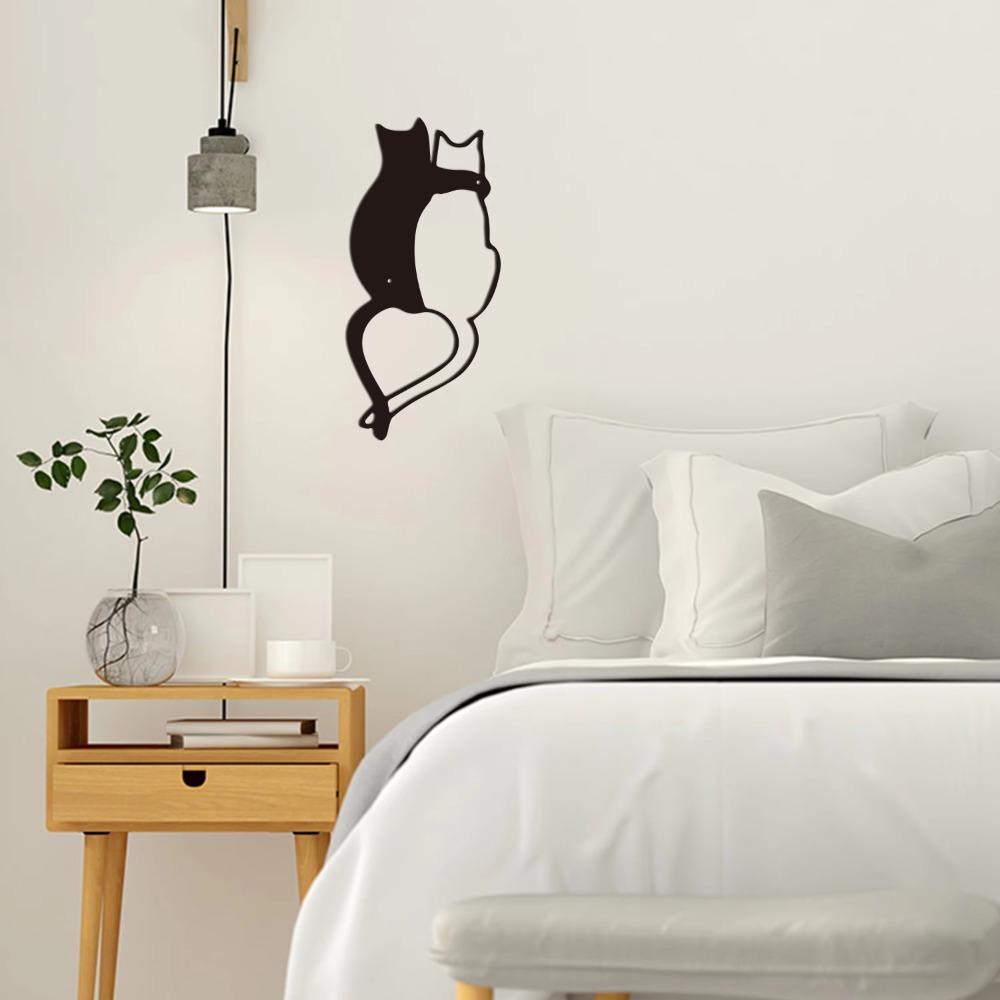 1pc Intricate Black Metal Wall Decor Cute Cat with Heart-Shaped Tail Perfect for Cat Lovers Stylish Room & Home Decor