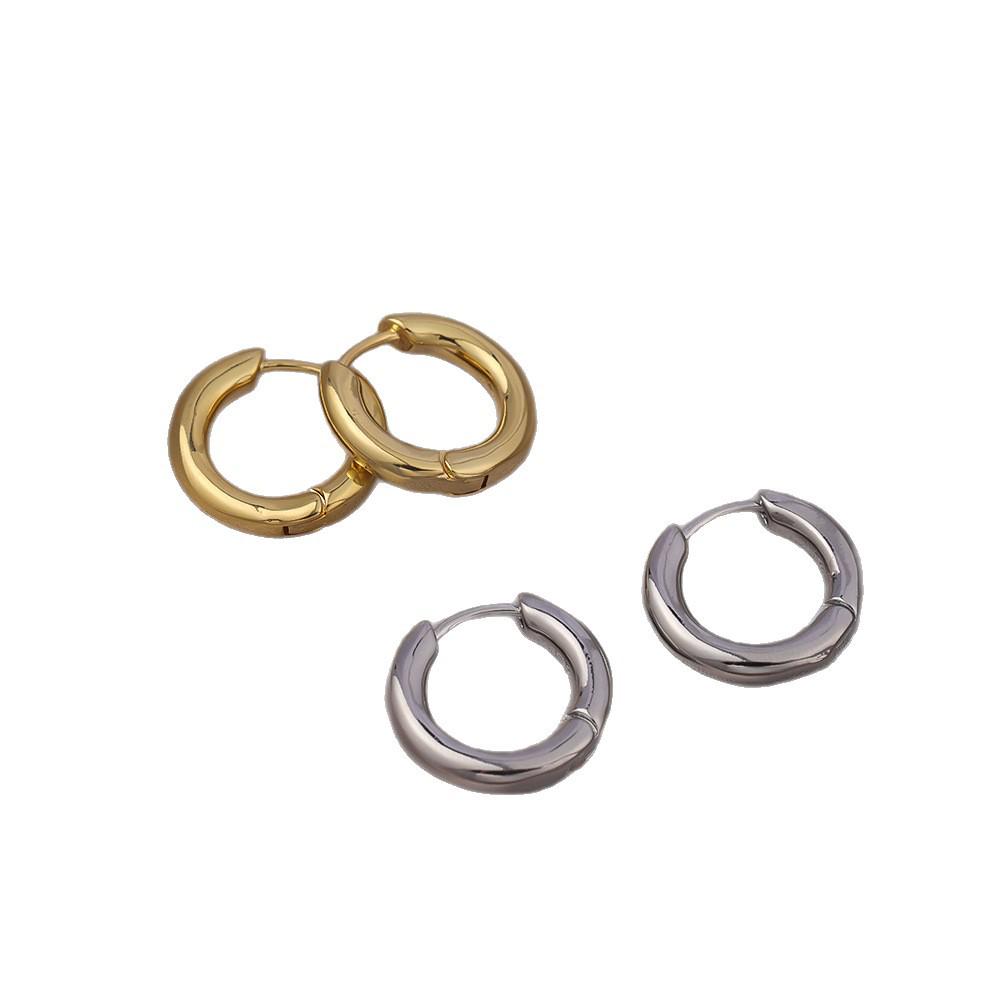 Glossy Minimalist Silver Hoop Earrings - Non-Fading Niche Design