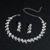 Luxury Geometric Super Flash Rhinestone Necklace Earrings Set Women's Temperament Fashion Zircon Collarbone Chain Jewelry