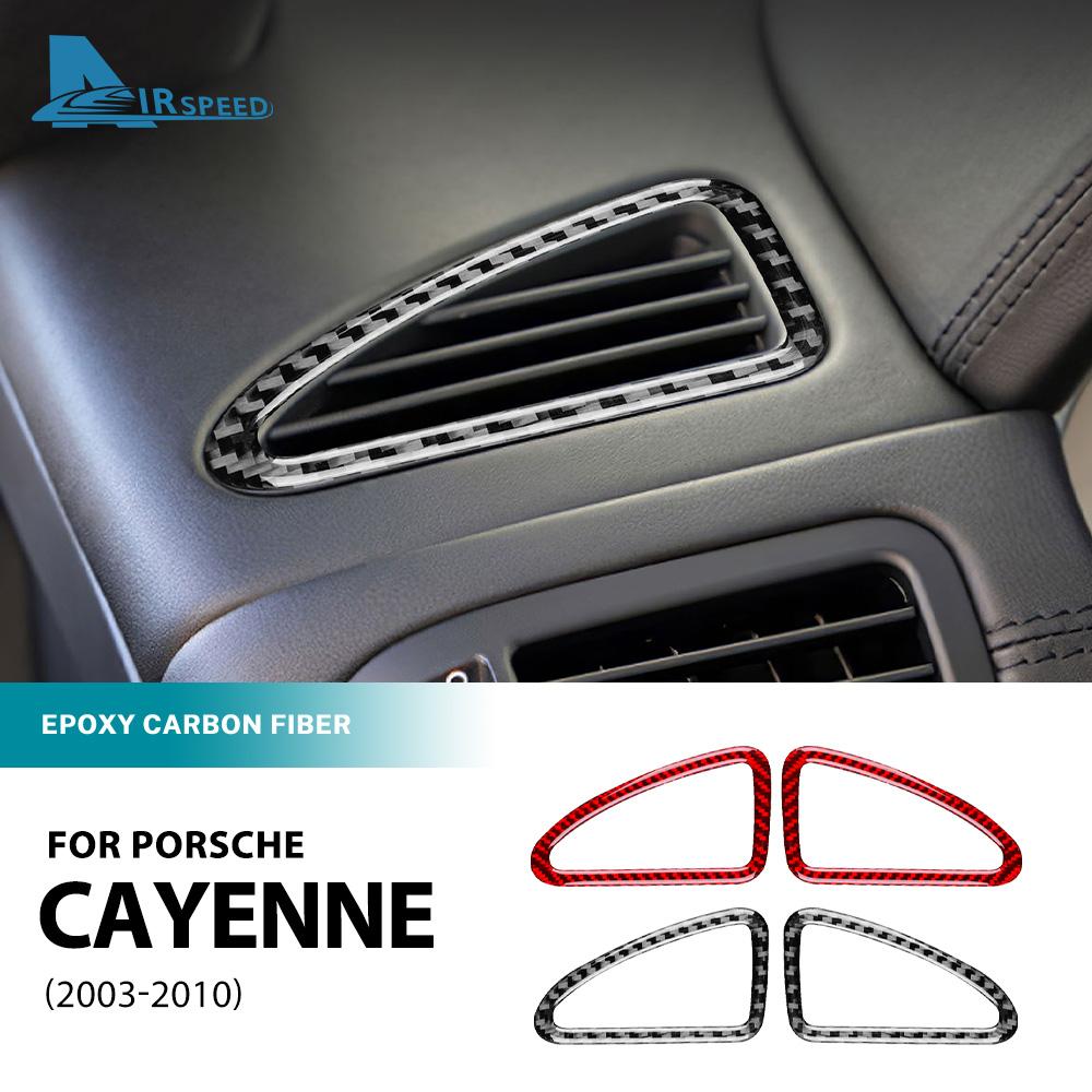 Real Soft Carbon Fiber Sticker For Porsche Cayenne 2003 2004 2005 2006 2007 2008 2009 2010 Demister Vent Interior Accessories