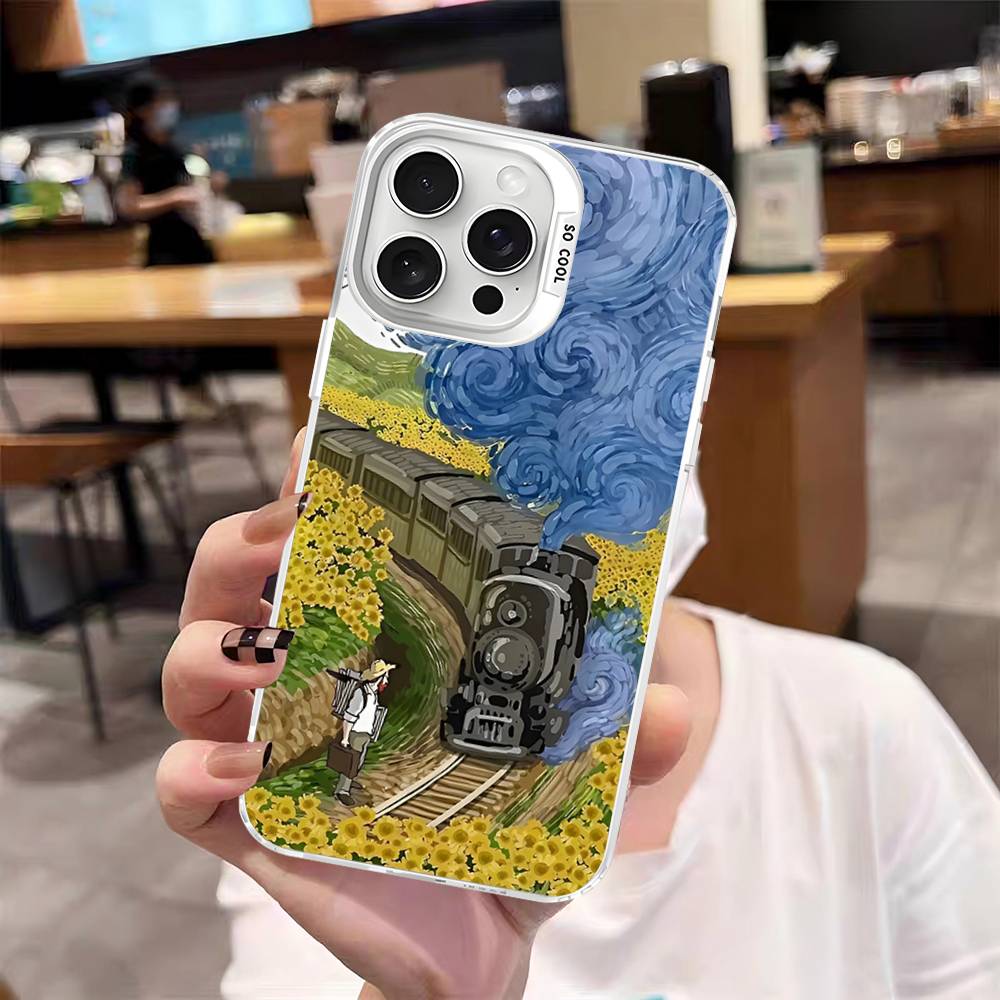 Художественная картина Ван Гога Для iPhone 15 14 13 Plus 17 16 12 11 Pro Max Матовый Цветной Серебристый Роскошный Чехол для Телефона