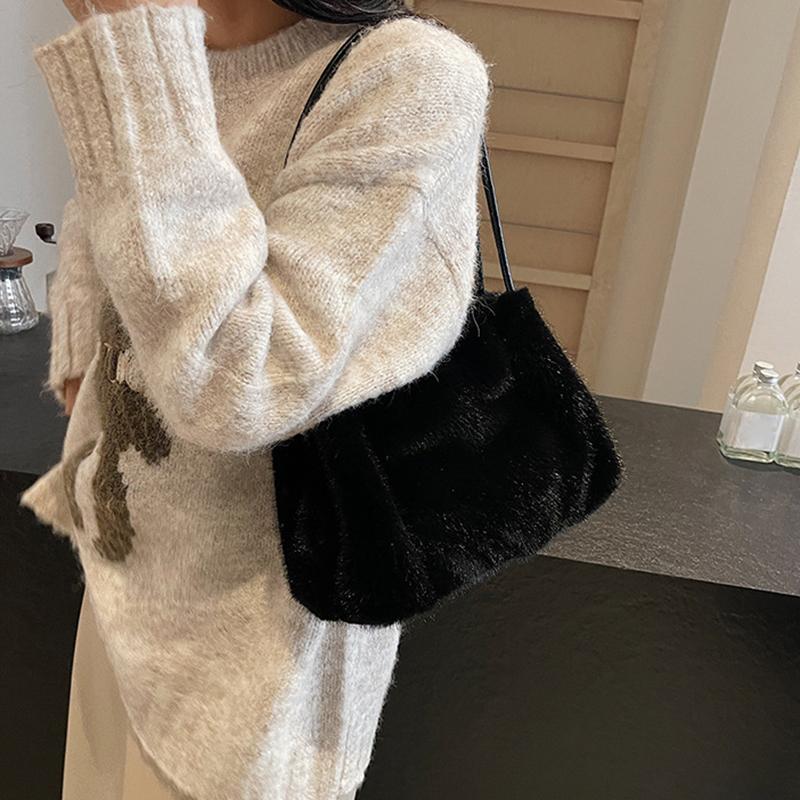 Новая плюшевая сумка-ведро для осени и зимы, женская высококачественная текстурная нишевая дизайнерская сумка-тоут для通勤