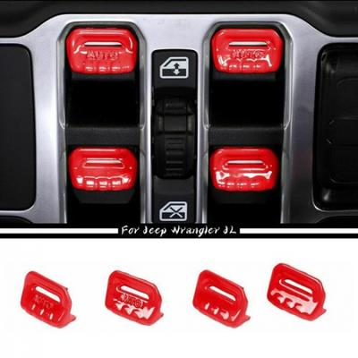 Накладка-декор на кнопку регулировки стеклоподъемника для Jeep Wrangler JL JT 2018+ Красная