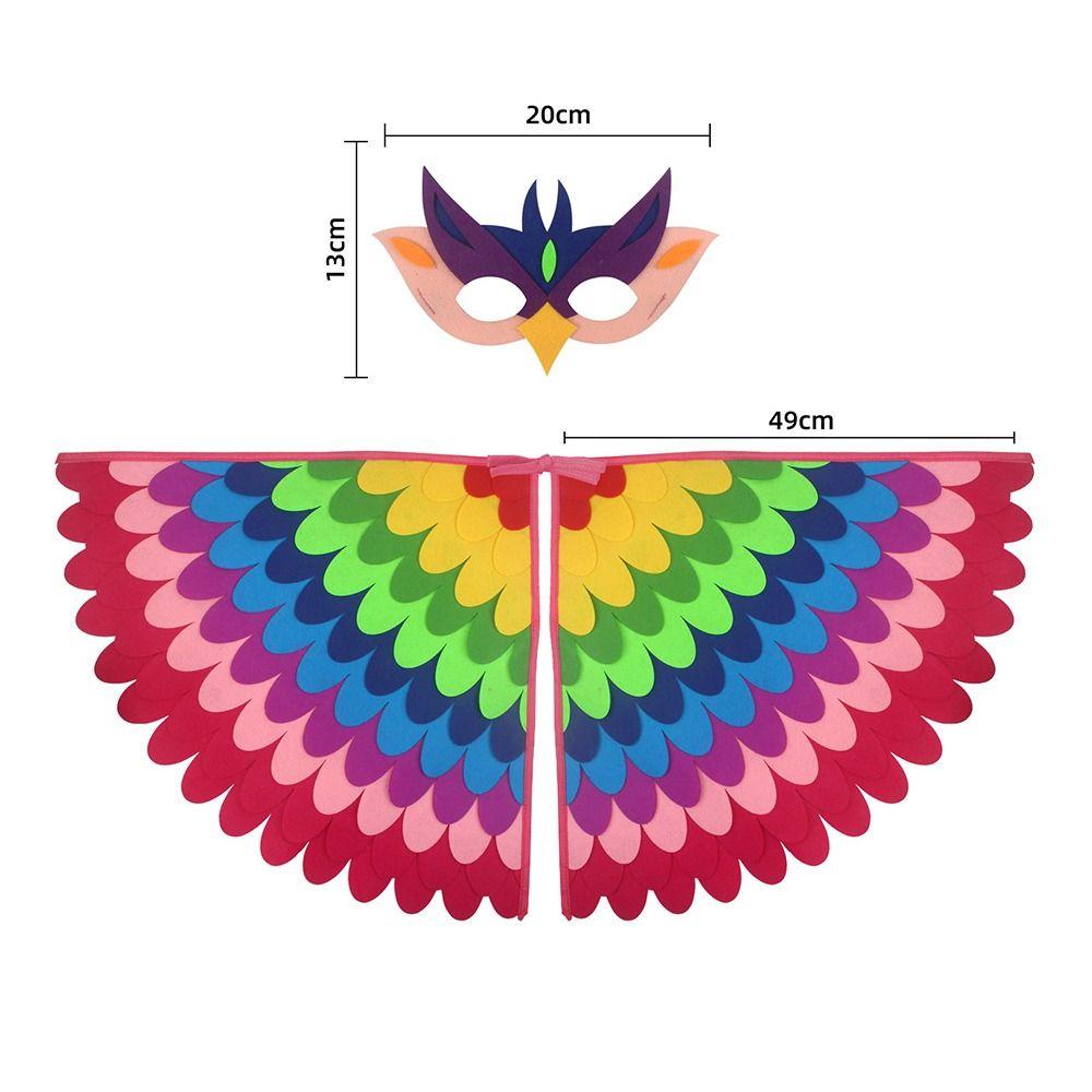 Peacock Owl Animal Bird Wings+Mask Suit Stage Performance Felt Winged Cloak Halloween Felt Cape