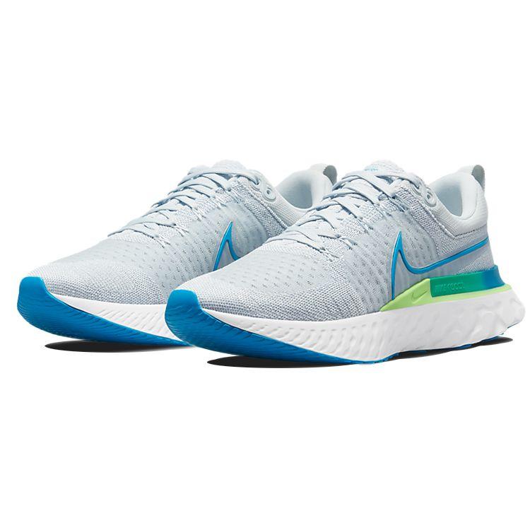 Nike React Infinity Run Flyknit 2 Pure Platinum Emerald Laser Blue Мужские кроссовки Серые лаймово-светящиеся изумрудно-зеленые CT2357-007