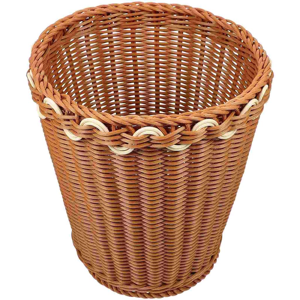 Woven Trash Can Rattan Basket Storage Multipurpose Living Room Laundry Hamper with Lid Boho Decor