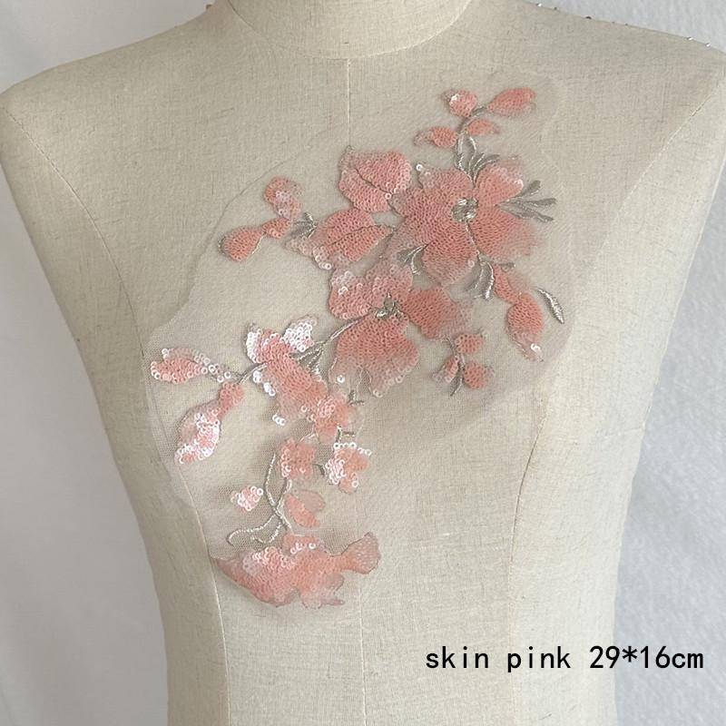 Mesh Lace Flower 2pc Colorful Sequins Hand Sewing Diy Embroidered Cloth Stickers Skirt Decoration Accessories Patch Dance Clothes