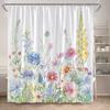 Цветочные шторки для душа Акварельные цветы Бабочка Растение Современная Минималистичная Занавеска для ванной Полиэстеровая ткань Домашнее украшение