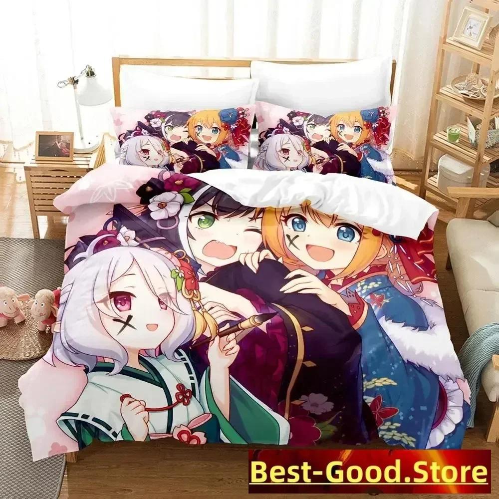 Kawaii Princess Connect! ReDive Bedding Set Single Twin Full Queen King Size Bed Set Adult Kid Bedroom Duvetcover Sets Anime