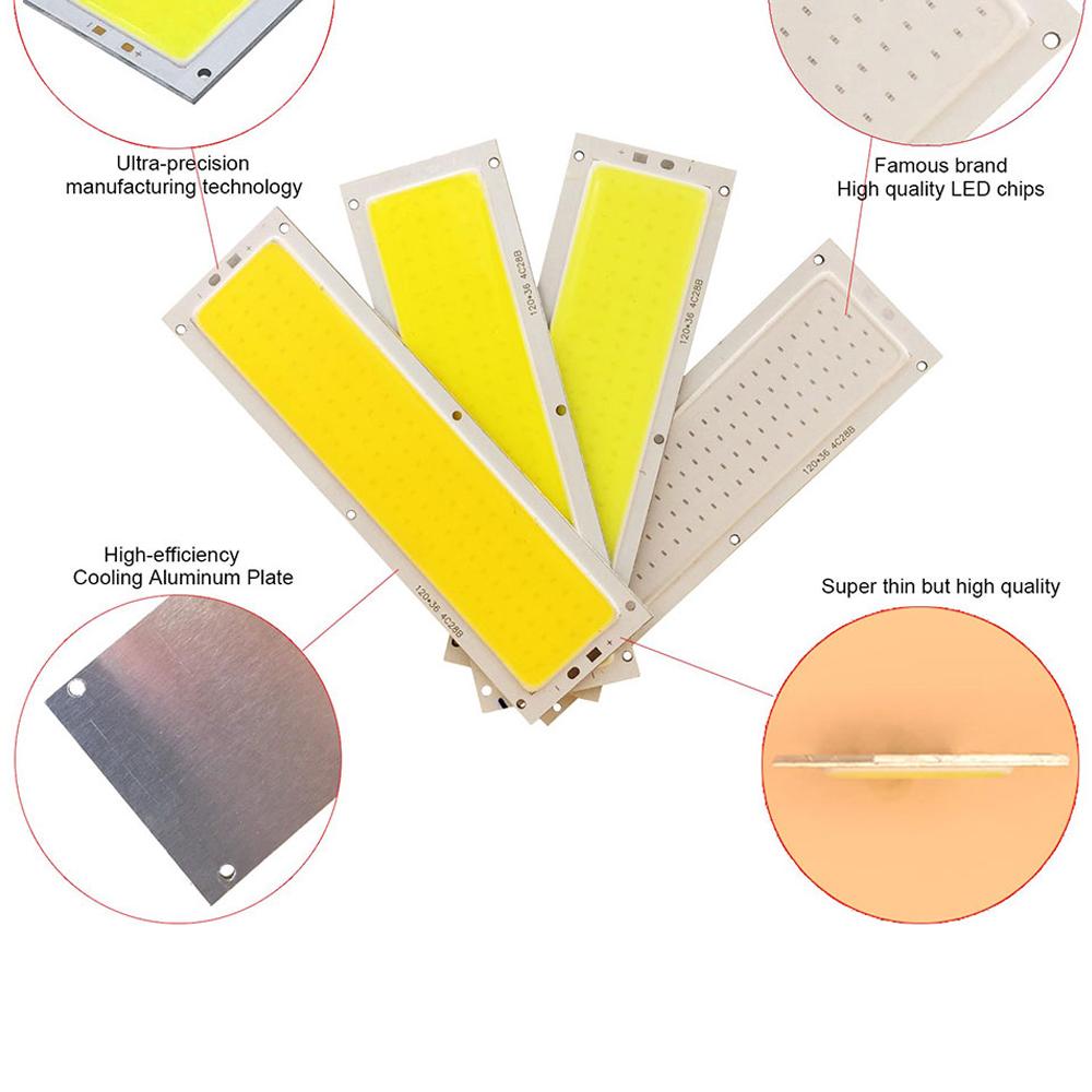 120*36 мм ультраяркая 20 Вт DC 12 В 1300 лм COB светодиодная чип-панель световая полоса источник света для DIY автомобильных фар рабочие лампы