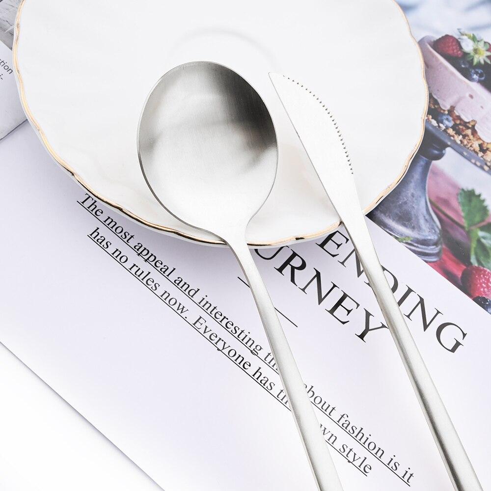 Простой набор столовых приборов, столовые приборы, десертный нож, вилка, длинная ложка для льда, столовые приборы из нержавеющей стали, вечерние столовые приборы, серебряный набор посуды