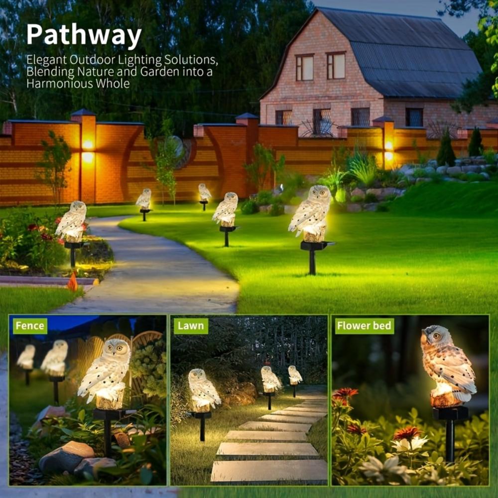 Набор из 2 штук, смола сова на солнечной батарее, газонный светильник, смола попугай, декоративный светильник для сада, подходит для сада, цветника, двора, газона