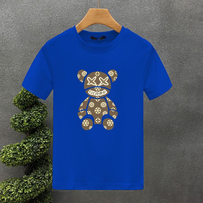 New Design High Quality Luxury Brand Bear Printing Clothing T-Shirt Harajuku 100% Cotton For Men's O-Neck Short Sleeve Top Tees