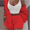 Women's Winter Plush Home Clothes Casual 2-Piece Pajamas Long-Sleeved Shorts Sports Suit for Women