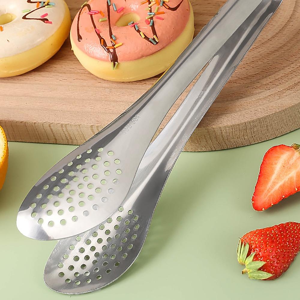 Secure Grip Buffet Tongs 304 Stainless Steel Serving Utensils Cooking Tool Bread Clip  Draining