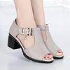 Fashion Summer Women Sandals Peep Toe Mom Shoes Thick Heels Female High Heels Metal Buckle Non Slip Women Shoes Trend Sandalias De Mujer