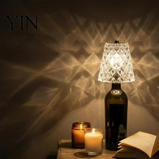 Indoor Outdoor Accent Lamp Cordless LED Wine Bottle Lamp, 3-Color Touch Control, Dimmable Acrylic Modern Minimalist Table Lampshade, for Home