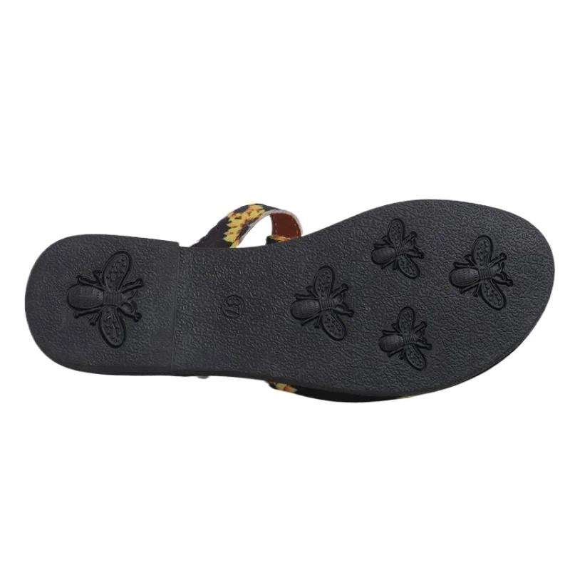 Модные туфли на плоской подошве в стиле бохо для женщин, летние гладиаторские тапочки, женские, большого размера, мягкие пляжные шлепанцы, женские тапочки NoEnName NuII, размер 43