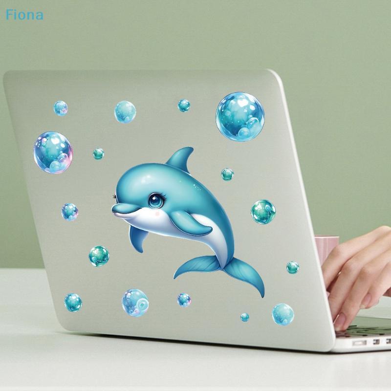 Милый дельфин с пузырьками - Съемная водостойкая наклейка на стену для декора ванной комнаты, туалета