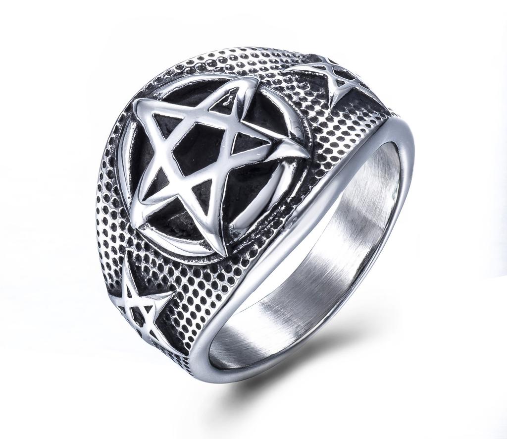Новое Панк Размер США от 7 до 13 Размер 316L Нержавеющая Сталь Ювелирные Изделия Золотой Цвет Мужское Кольцо Ретро Пятиконечная Звезда Подарок Ювелирные Изделия