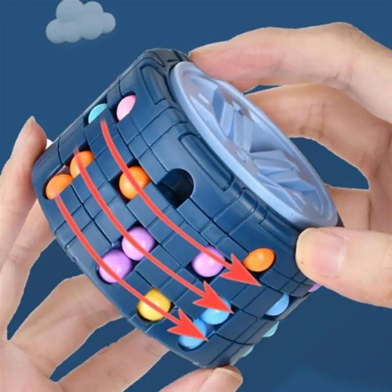 3D цилиндр-куб, игрушка, волшебная фасоль, гироскоп, вращение слайда, игры-головоломки, снятие стресса, детские развивающие игрушки Монтессори для младенцев, подарок