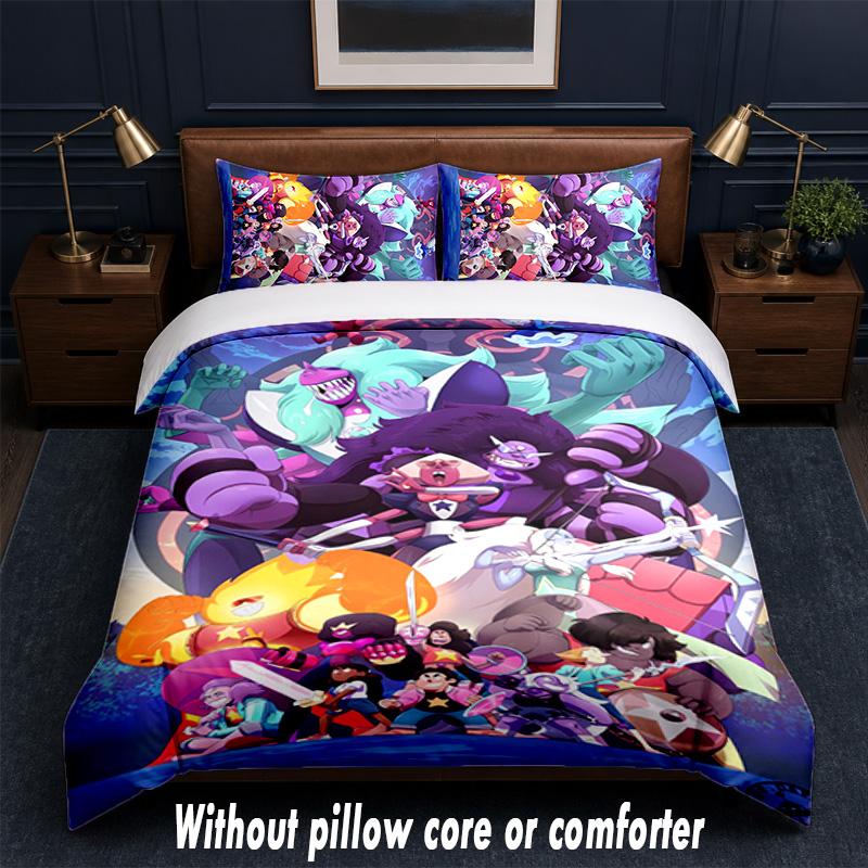 Steven Universe Design Bed Bedding Set 1 Duvet Cover + 2 Pillowcases Soft Breathable Household Bed Linens