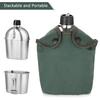 2pcs 1000ml 600ml Stainless Steel Military Canteen Cup Set with Cover Bag for Outdoor Camping