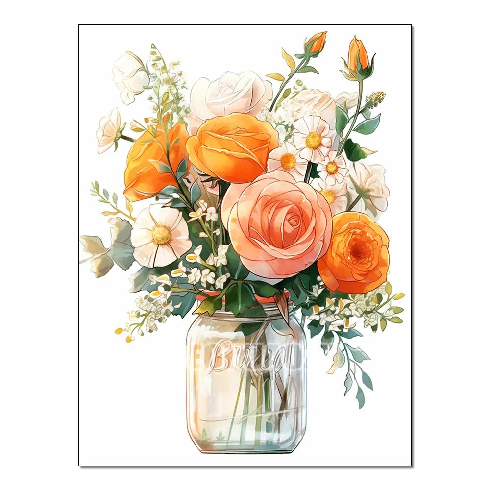 Полная серия цветов Алмазная живопись Тюльпан Маргаритка Алмазная мозаика Вышивка Искусство Акварельная картина Ручная работа Домашнее украшение Сделай сам