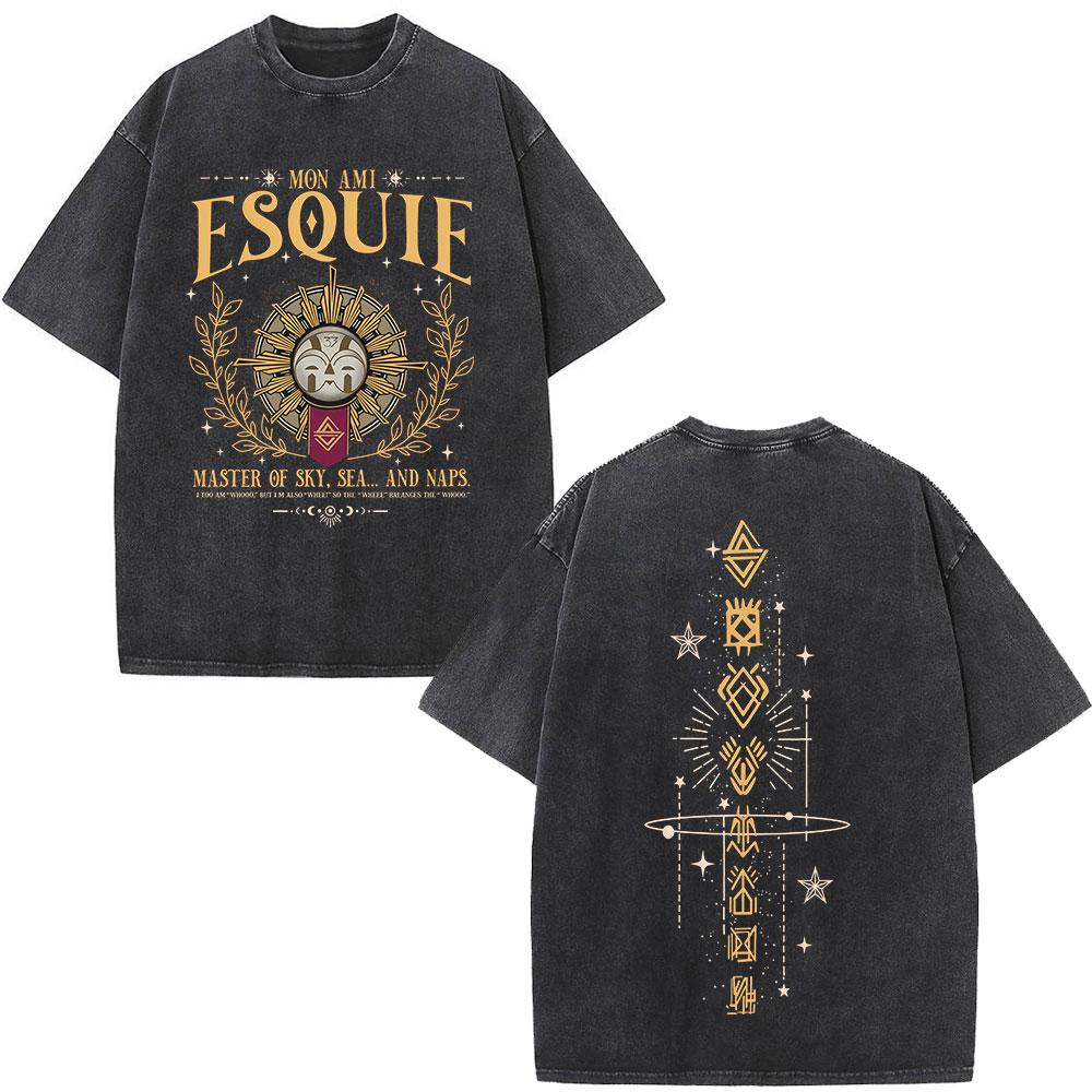 Esquie Clair Obscur Expedition Vintage Washed T Shirts Mens Women Clothing Fashion Cotton Short Sleeve Tshirt Streetwear