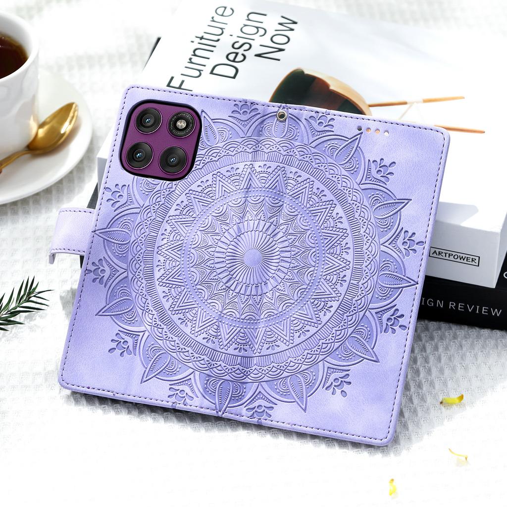 For Motorola Moto G56 5G Case Imprinted Totem Skin Feel Wallet Leather Phone Cover with Hand Strap