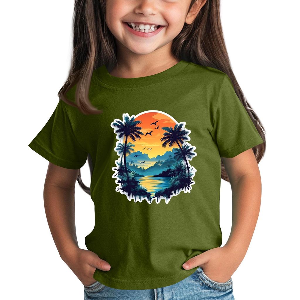 Детская модная повседневная футболка с круглым вырезом и короткими рукавами