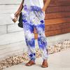 Women Star Printing Pants Lace Up Elastic Waist Loose Trousers Casual Long Pants Trousers with Pockets