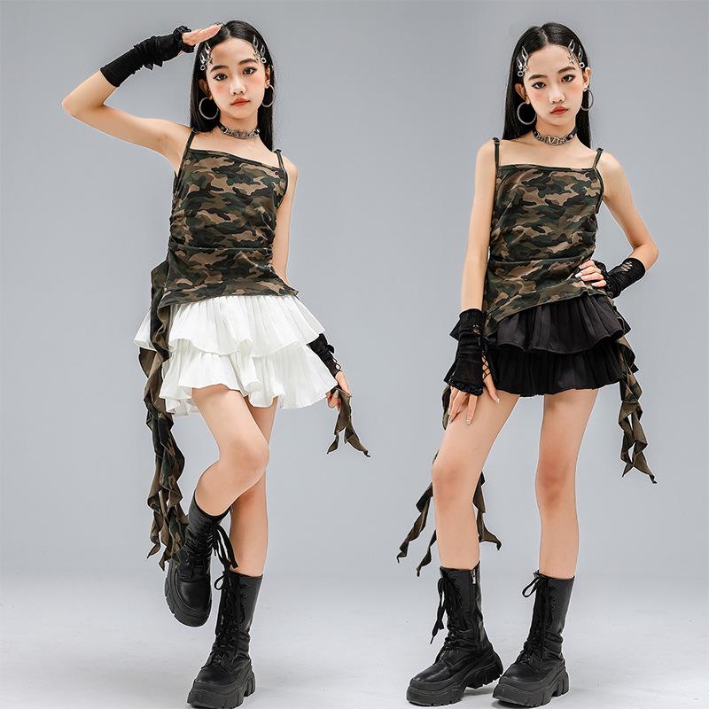 Girls' Hip Hop Jazz Dance Costume - Trendy Short Sleeve Practice & Performance Wear